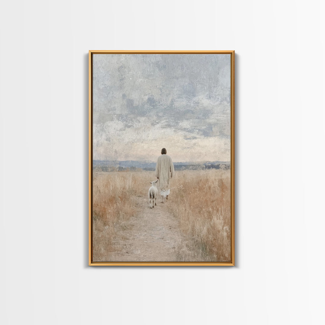 Shepherd’s Calm | Framed Canvas Print | Jesus Painting | Christian Art | Christian Wall Art | Moody Christian Art