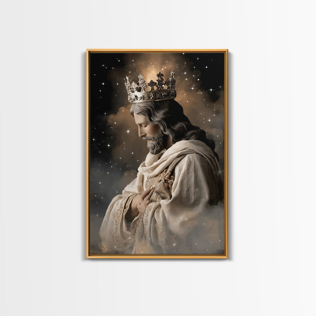 Celestial Shepherd King - Framed Canvas Print - Christian Wall Art - Jesus Painting - Christian Art Canvas - Christian Decor - Christmas Ar