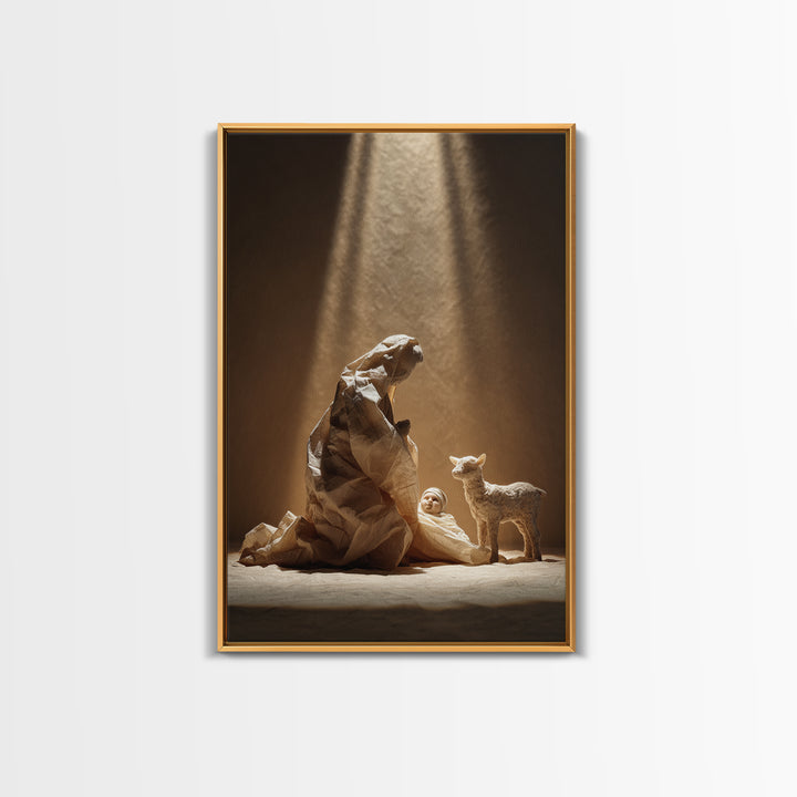 Tender Shepherd Care - Framed Canvas Print - Christian Wall Art - Jesus Painting - Christian Art Canvas - Christmas Art - Christian Decor -