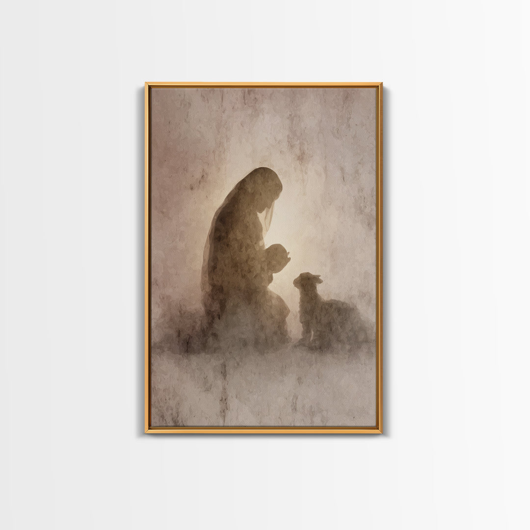Silent Holy Moment - Framed Canvas Print - Christian Art Canvas - Christian Wall Art - Christian Christmas Art - Christian Gifts - Jesus Pa