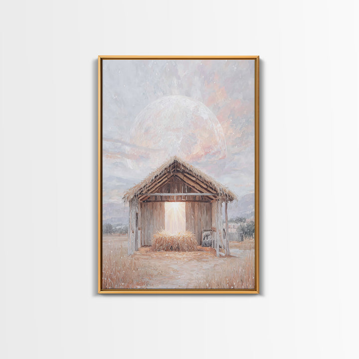 Holy Manger Light – Framed Canvas Print – Christmas Art – Christian Wall Art – Christian Art Canvas – Christian Christmas Decor – Christian