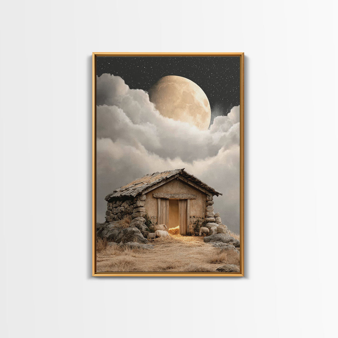Heavenly Shelter Peace | Framed Canvas Print | Christmas Art | Christian Art Canvas | Christian Wall Art | Christian Decorations | Faith Ar