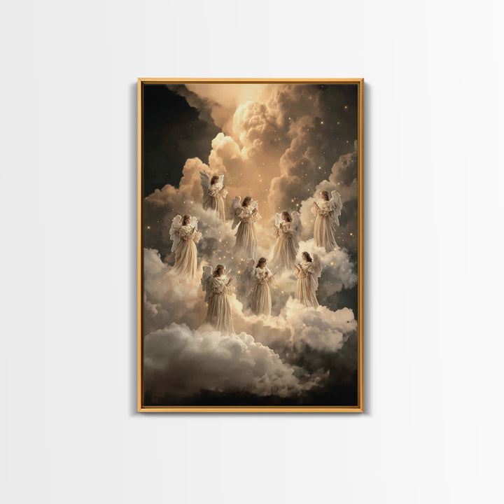 Celestial Gathering – Framed Canvas Print – Christian Wall Art – Vintage Christian Art – Christian Art Painting – Christian Gift Ideas – Ch