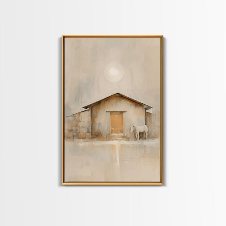 Morning Stable Grace – Framed Canvas Print – Christian Wall Art – Jesus Painting – Christian Art Canvas – Christmas Art – Christian Decor