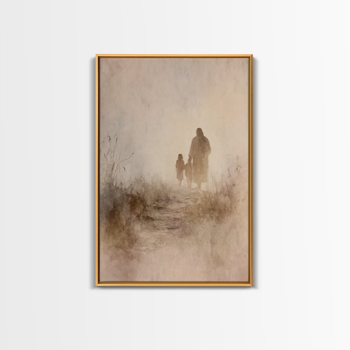 Evening Path Peace, Framed Canvas Print, Christian Art Canvas, Jesus Painting, Christian Wall Art, Christmas Art, Christian Gift