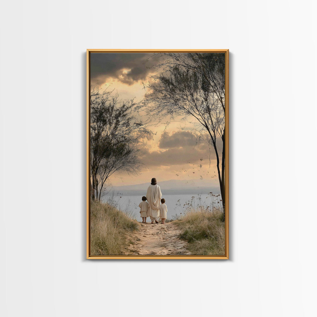 Twilight Shore Hope | Framed Canvas Print | Christian Wall Art | Christian Art Canvas | Jesus Painting | Christian Christmas Art | Christia