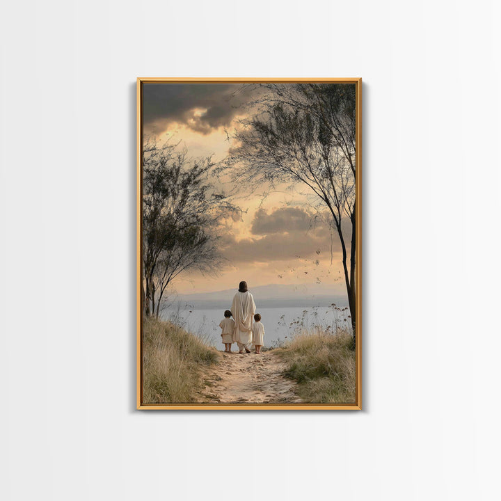 Twilight Shore Hope | Framed Canvas Print | Christian Wall Art | Christian Art Canvas | Jesus Painting | Christian Christmas Art | Christia