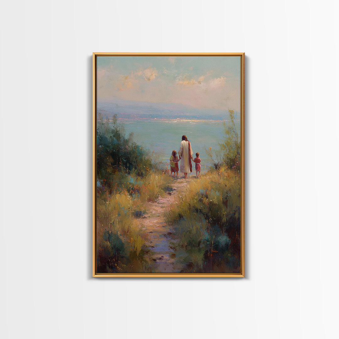 Wheatland Blessing, Framed Canvas Print, Christian Wall Art, Christian Art Canvas, Jesus Painting, Christian Decor, Christmas Art