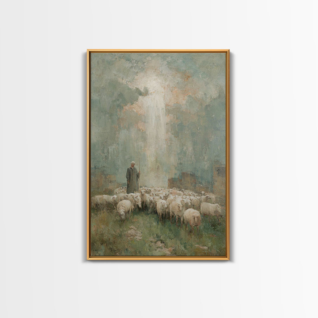 Radiant Shepherd – Framed Canvas Print – Jesus Painting – Christian Wall Art – Christian Art Canvas – Christian Christmas Art – Large Chris