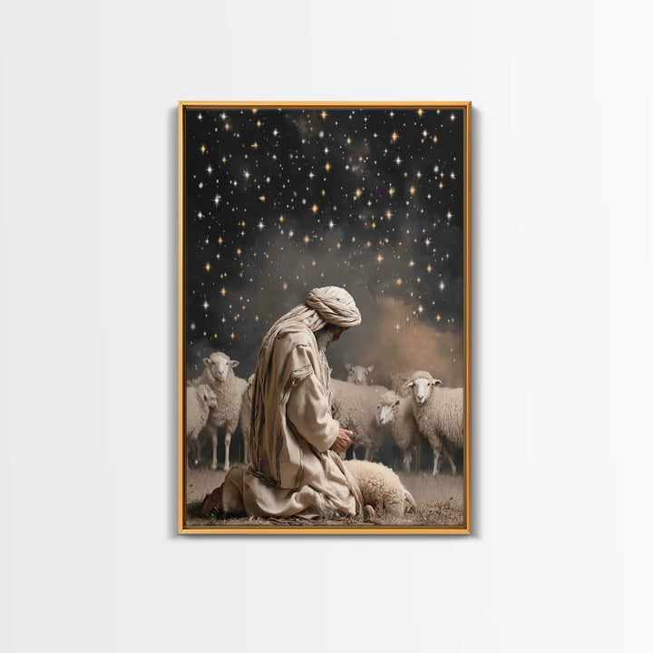 Starry Night Prayer – Framed Canvas Print – Christian Wall Art – Christian Art Canvas – Christian Painting – Subtle Christian Art – Christi
