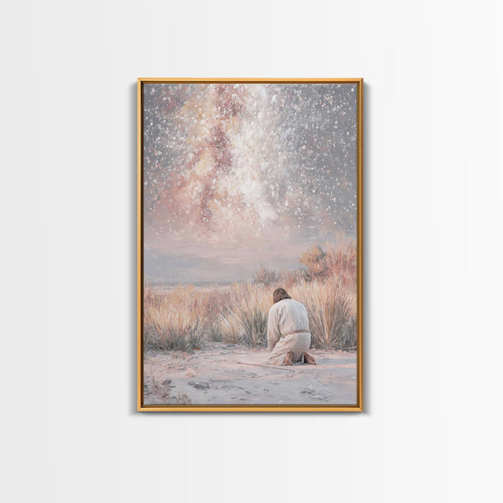Grace In Stillness – Framed Canvas Print – Christian Christmas Art – Christian Wall Art – Christian Art Canvas – Minimalist Christian Art –