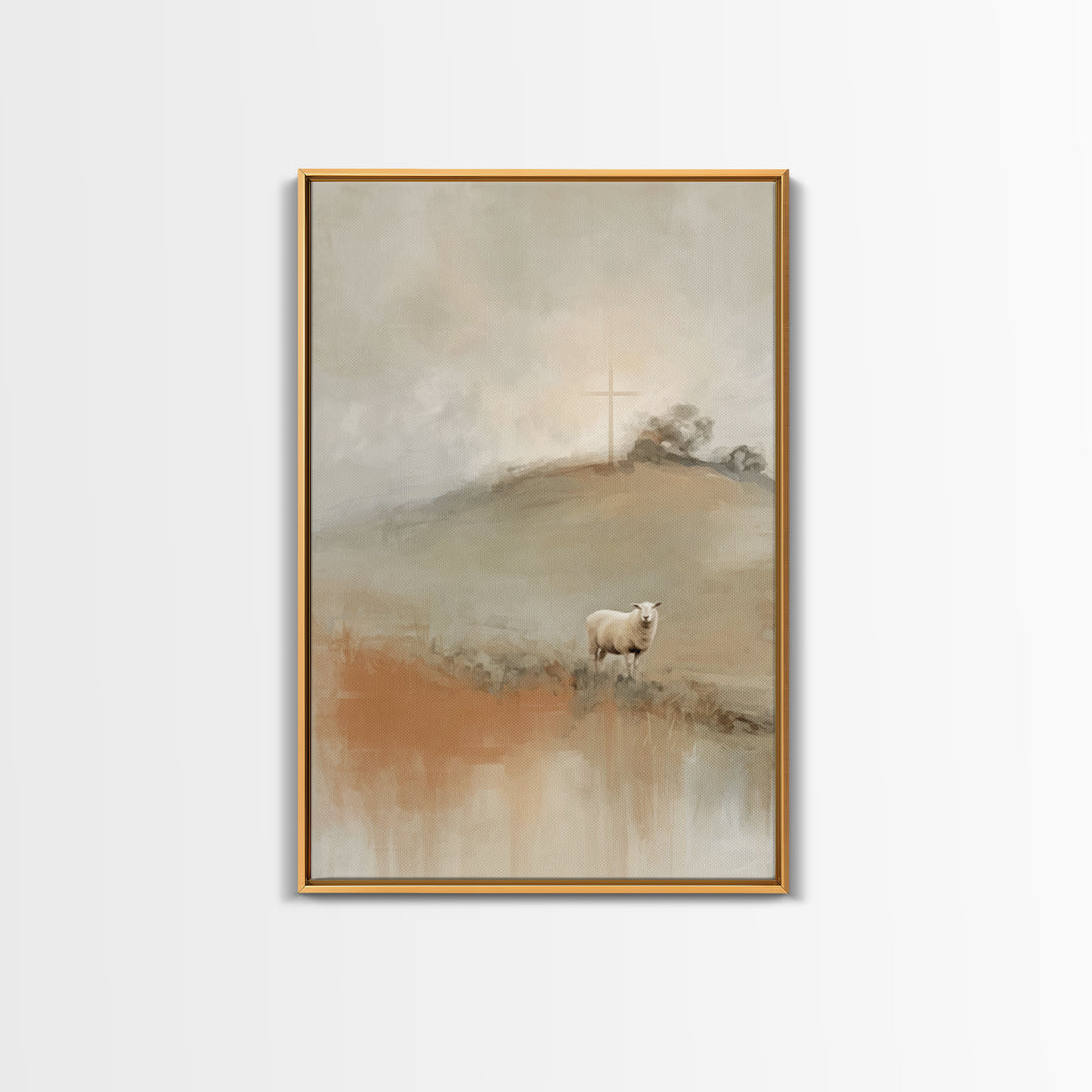 Crosslight Meadow | Framed Canvas Print | Christian Art | Christian Wall Art | Modern Christian Art | Christian Christmas Art | Jesus Paint