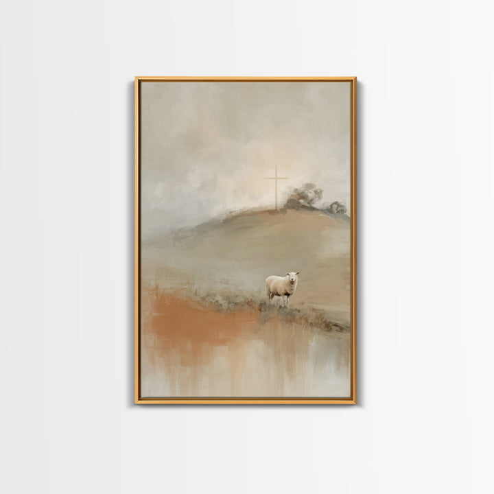 Crosslight Meadow | Framed Canvas Print | Christian Art | Christian Wall Art | Modern Christian Art | Christian Christmas Art | Jesus Paint