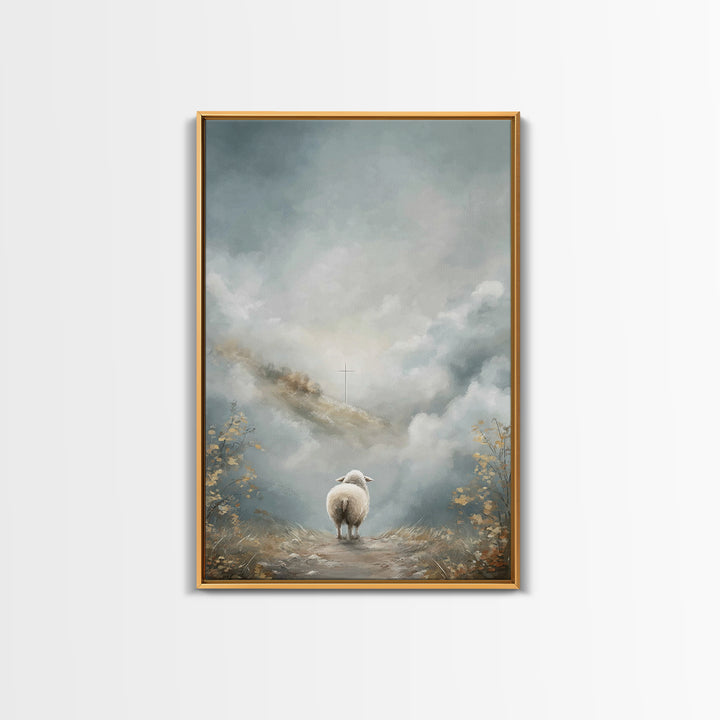 Heavenbound Lamb – Framed Canvas Print – Christian Christmas Art – Christian Wall Art – Christian Art Print – Modern Christian Art – Jesus
