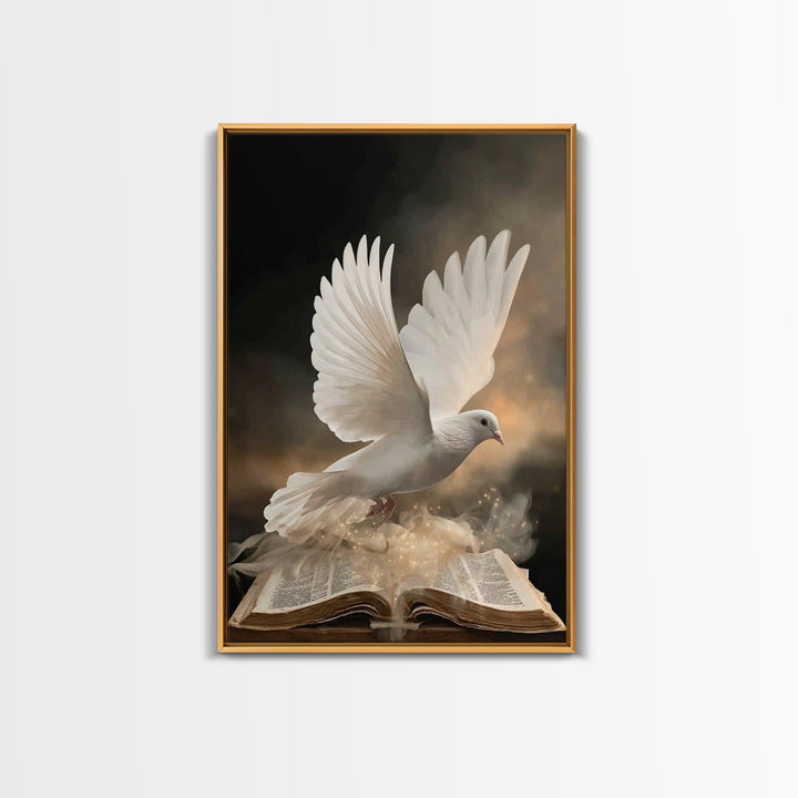 Dove Of Revelation – Framed Canvas Print – Christian Wall Art – Moody Christian Art – Christian Art Canvas – Christian Christmas Art – Chri