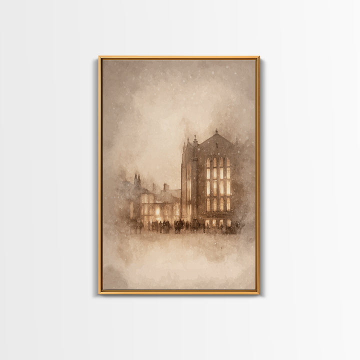Evening Gathering – Framed Canvas Print – Christian Art – Christian Wall Art – Moody Christmas Art – Christian Art Canvas – Christian Gift