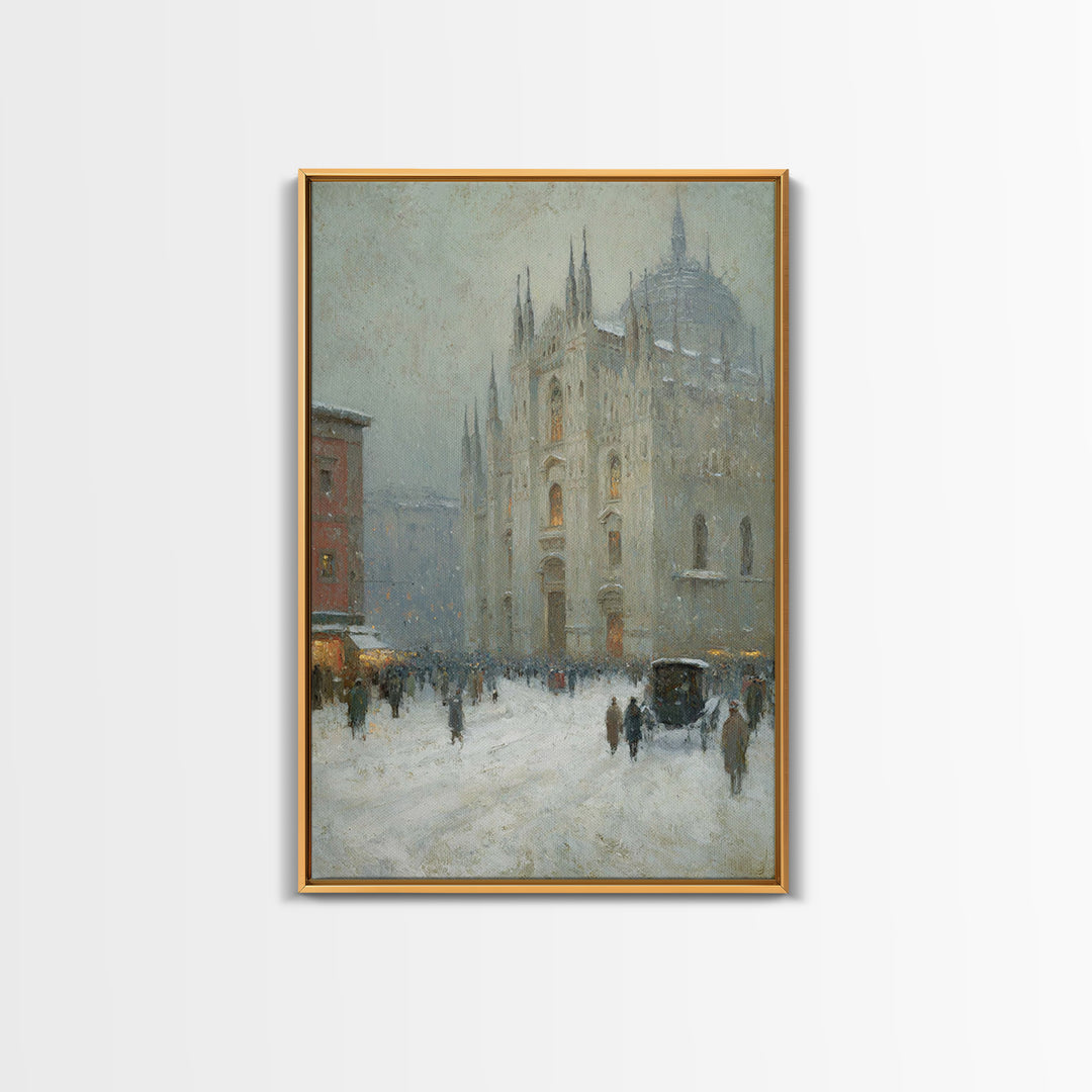 Snowfall Cathedral – Framed Canvas Print – Christian Art Canvas – Christian Wall Art – Christmas Art – Christian Christmas Art – Christian