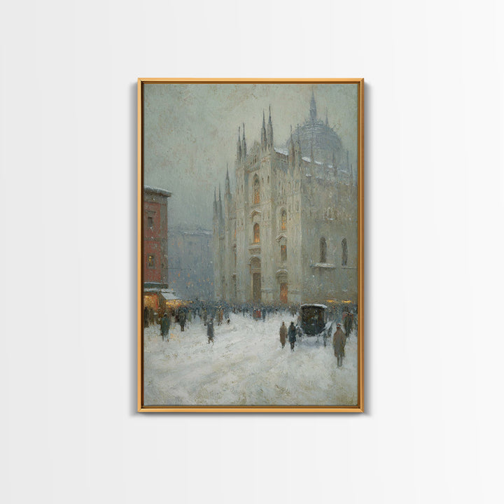 Snowfall Cathedral – Framed Canvas Print – Christian Art Canvas – Christian Wall Art – Christmas Art – Christian Christmas Art – Christian