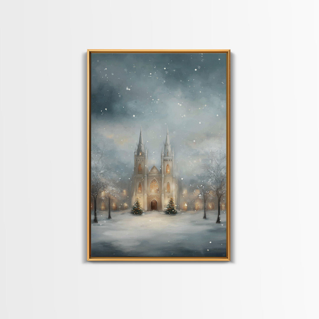 Winter Sanctuary – Framed Canvas Print – Christian Christmas Art – Christian Wall Art – Christmas Art Prints – Christmas Canvas Wall Art –