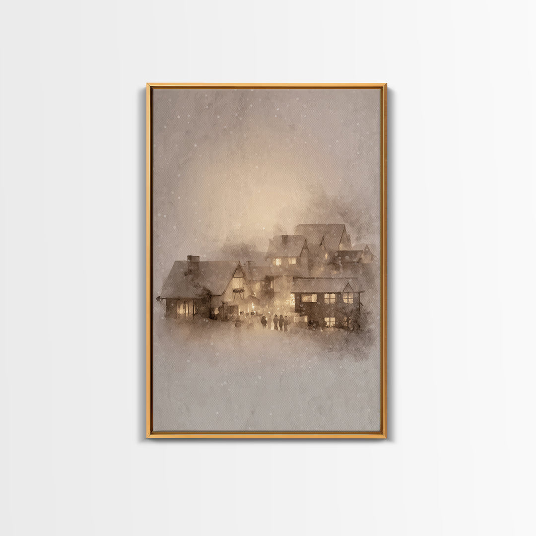 Holy Hearth Glow – Framed Canvas Print – Christian Art Canvas – Christmas Wall Art – Christian Christmas Art – Moody Christmas Art – Christ