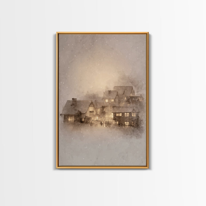 Holy Hearth Glow – Framed Canvas Print – Christian Art Canvas – Christmas Wall Art – Christian Christmas Art – Moody Christmas Art – Christ