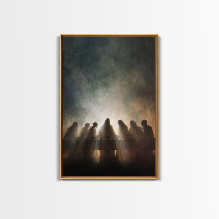 Sacred Supper Light – Framed Canvas Print – Jesus Painting – Christian Wall Art – Large Christian Painting – Christian Art Canvas – Modern