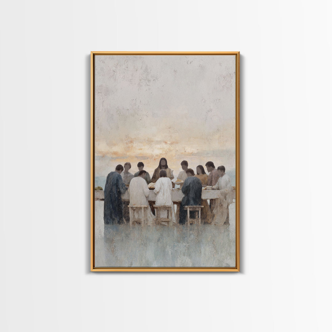 Dawn Of Communion – Framed Canvas Print – Christian Art Print – Jesus Painting – Christian Wall Art – Christian Art Canvas – Minimalist Chr