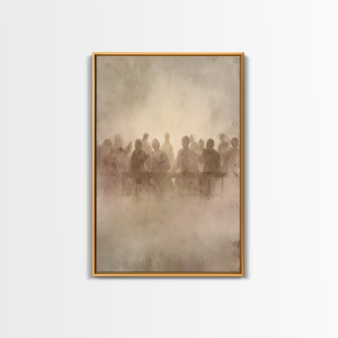 Communion Shadows – Framed Canvas Print – Moody Christian Art – Jesus Painting – Christian Wall Art – Abstract Christian Art – Christian Ar