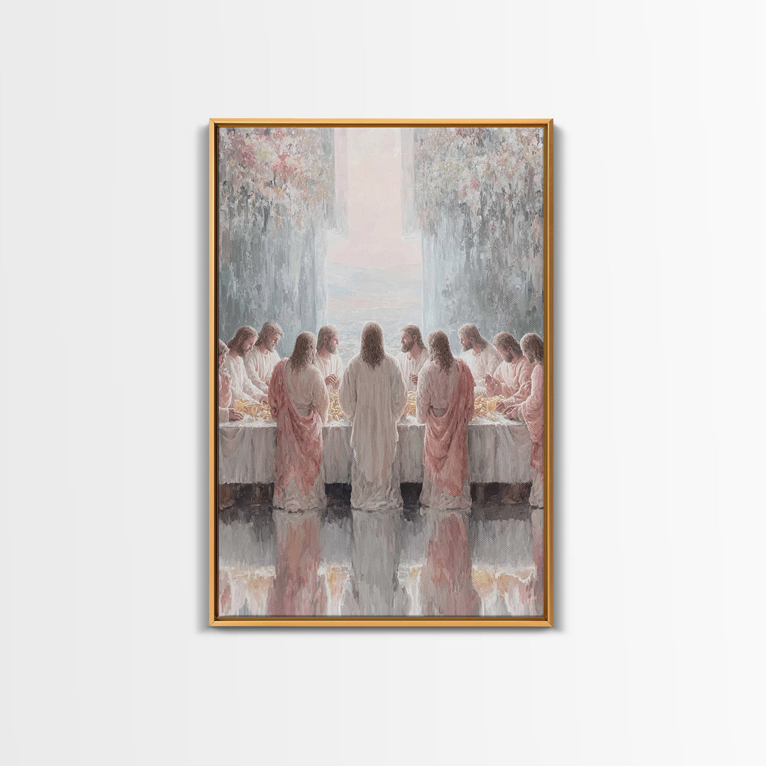 Heavenly Supper Light – Framed Canvas Print – Jesus Painting – Christian Wall Art – Christian Art Canvas – Modern Christian Art – Large Chr