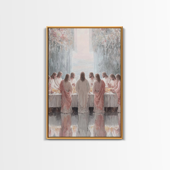 Heavenly Supper Light – Framed Canvas Print – Jesus Painting – Christian Wall Art – Christian Art Canvas – Modern Christian Art – Large Chr