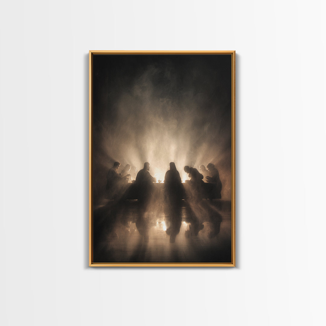 Glory At The Table | Framed Canvas Print | Christian Wall Art | Jesus Painting | Christian Art Canvas | Moody Christian Art | Unique Christ