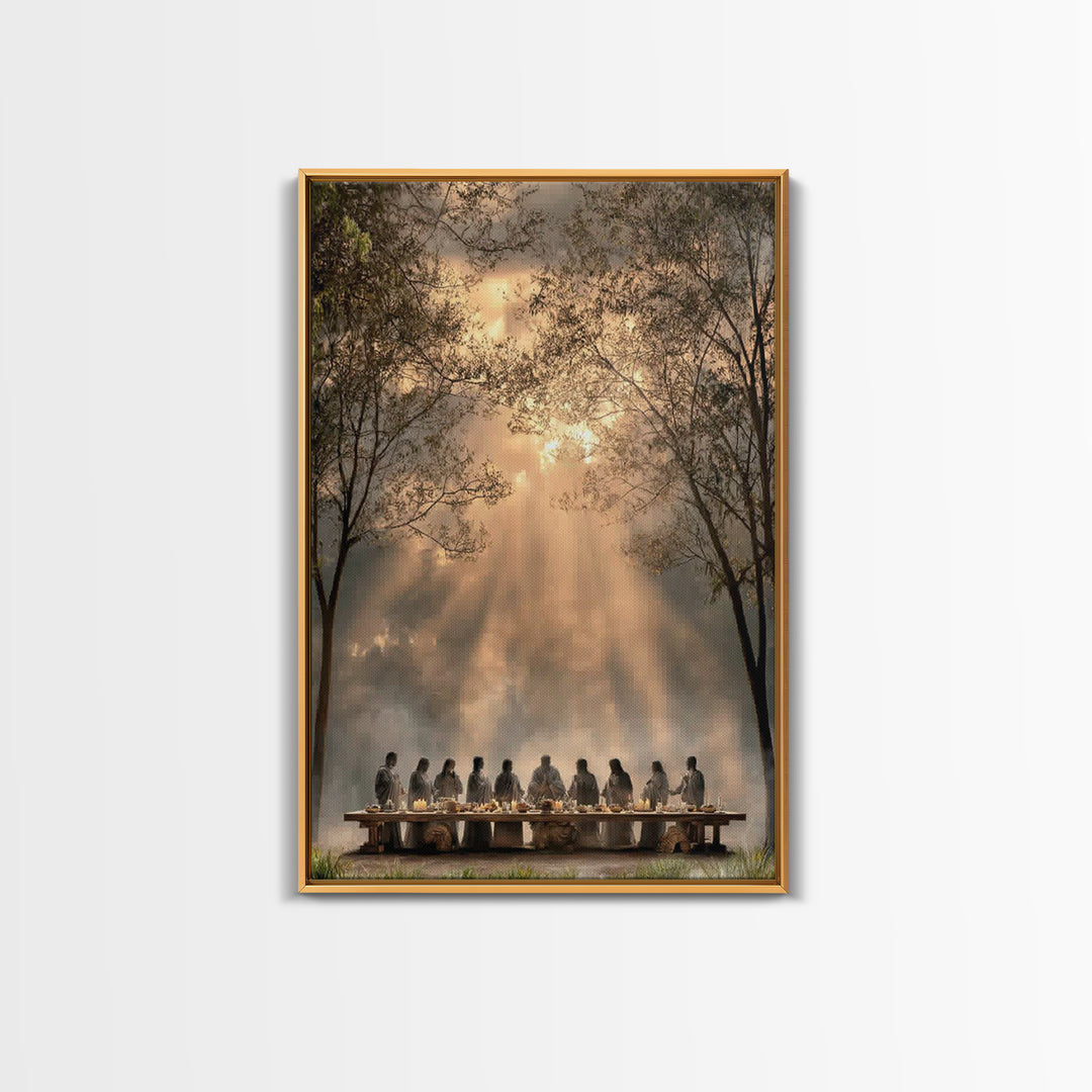 Supper Beneath Glory – Framed Canvas Print – Christian Art Canvas – Jesus Painting – Christian Wall Art – Modern Christian Painting – Chris