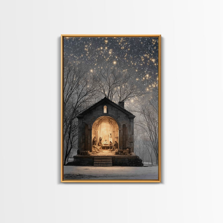 Starborn Nativity – Framed Canvas Print – Christian Christmas Art – Christmas Wall Art – Christmas Art Prints – Christian Art Canvas – Fram
