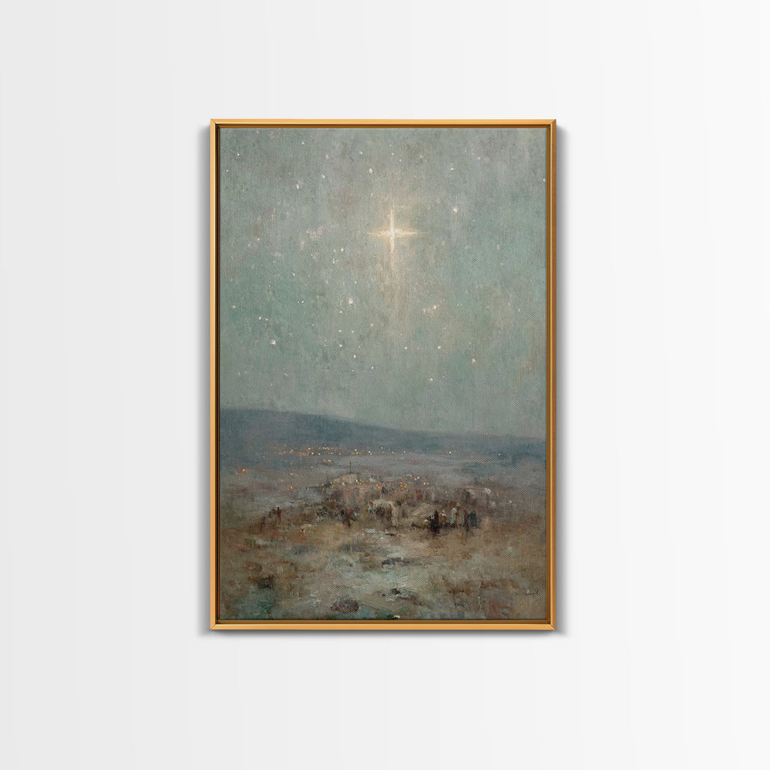Bethlehem Sky Light - Framed Canvas Print - Christian Art Print - Christian Wall Art - Christian Christmas Art - Jesus Christmas Art - Chri