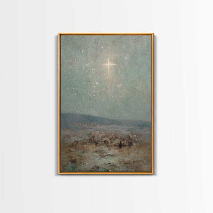 Bethlehem Sky Light - Framed Canvas Print - Christian Art Print - Christian Wall Art - Christian Christmas Art - Jesus Christmas Art - Chri