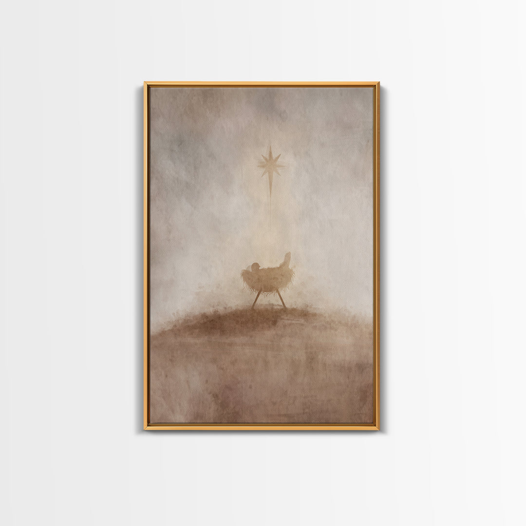 Holy Manger Star – Framed Canvas Print – Christian Christmas Art – Christmas Wall Art – Jesus Christmas Art – Christian Art Canvas – Christ