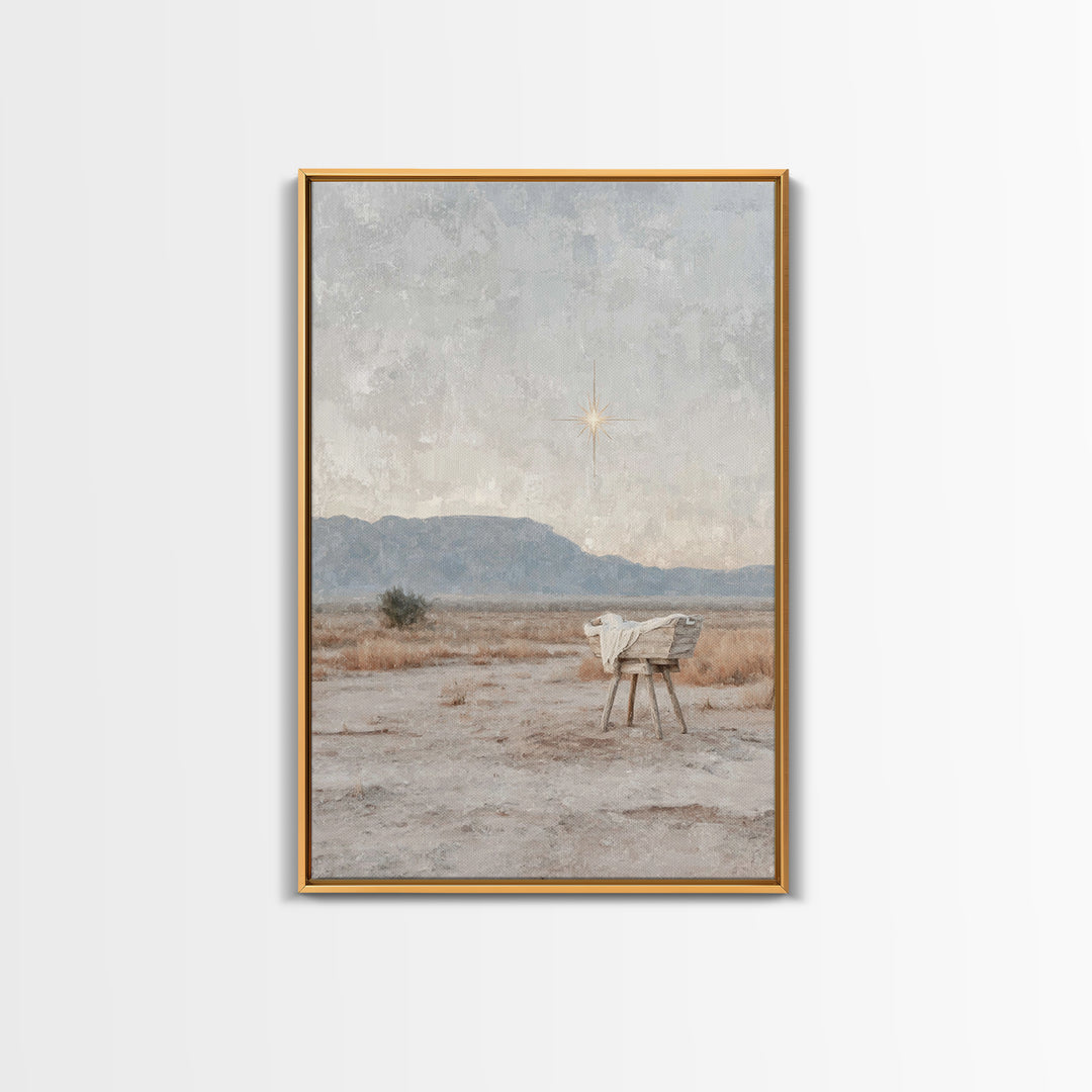 Silent Manger Hope – Framed Canvas Print – Christian Art Canvas – Christian Christmas Art – Christian Wall Art – Christmas Art Work – Jesus