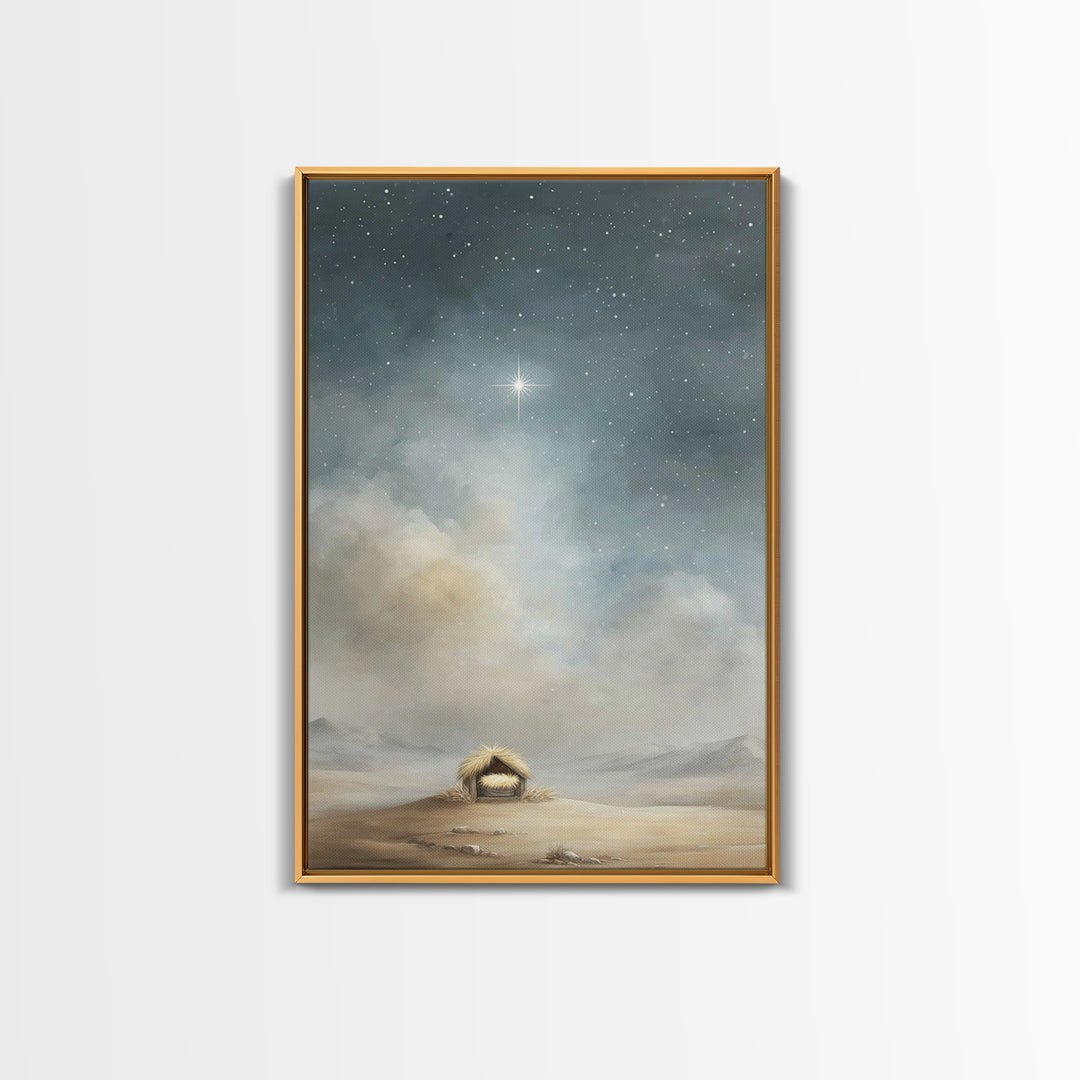 Nativity Sky Wonder – Framed Canvas Print – Christian Christmas Art – Christian Wall Art – Christian Art Canvas – Christmas Art Work – Jesu