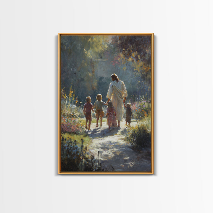 Garden Path Grace – Framed Canvas Print – Christian Wall Art – Jesus Painting – Christian Art Canvas – Christian Decor – Christmas Art