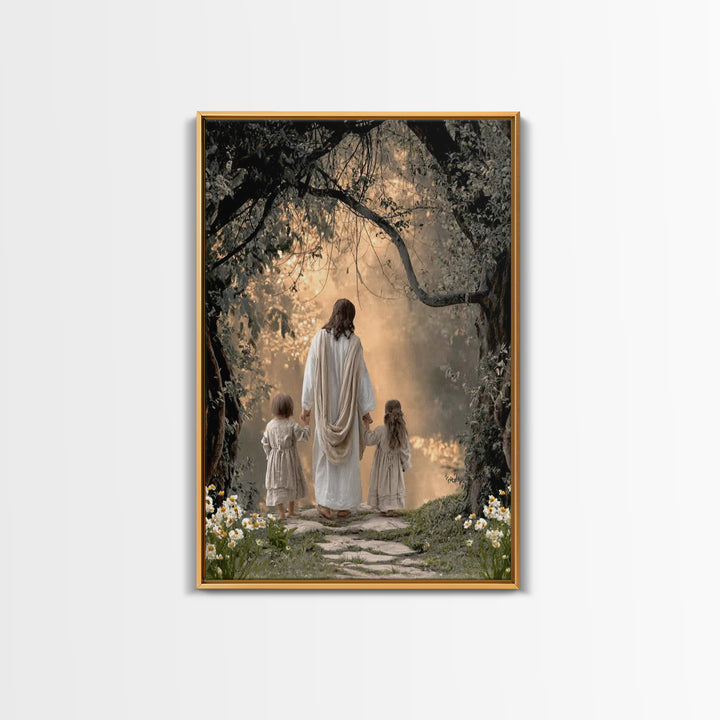 Golden Path Hope, Framed Canvas Print, Christian Wall Art, Christian Art Canvas, Jesus Painting, Christian Decor, Christian Christmas Art