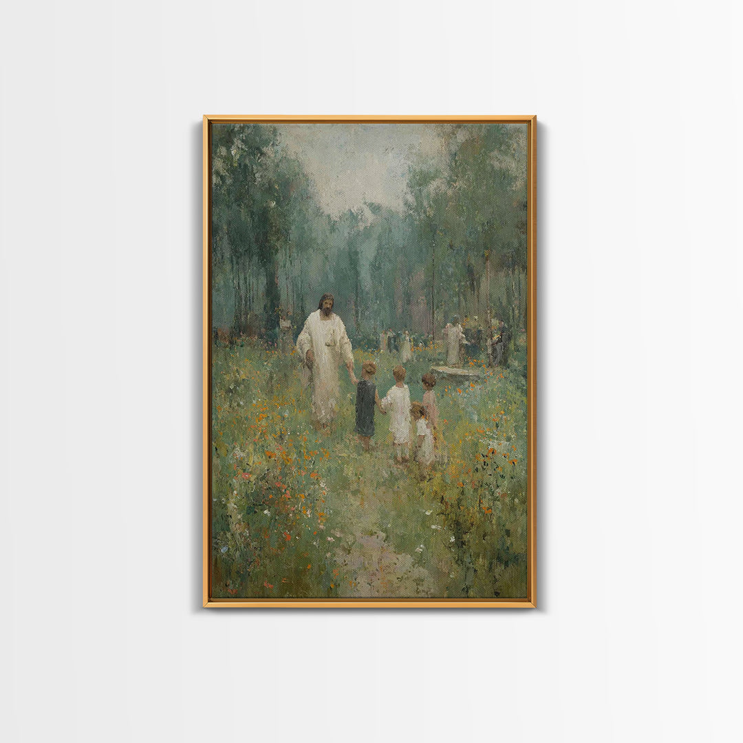 Heaven’s Gentle Walk | Framed Canvas Print | Christian Art Canvas | Christian Wall Art | Jesus Painting | Christian Gift Ideas | Christmas