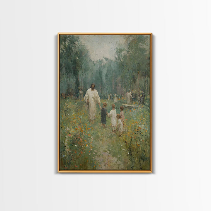 Heaven’s Gentle Walk | Framed Canvas Print | Christian Art Canvas | Christian Wall Art | Jesus Painting | Christian Gift Ideas | Christmas