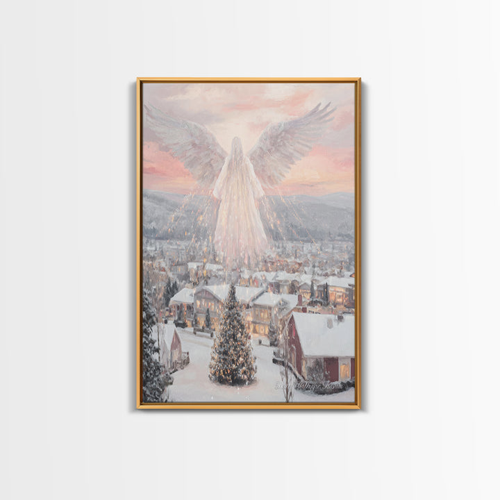 Guardian Over Bethlehem – Framed Canvas Print – Christmas Art – Christian Art Canvas – Christian Wall Art – Framed Christmas Art – Christia