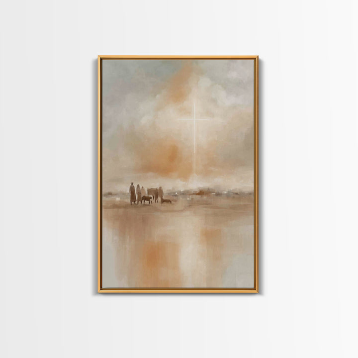 Calm Horizon Grace – Framed Canvas Print – Christian Art Canvas – Christian Wall Art – Jesus Painting – Christian Decor – Christmas Art