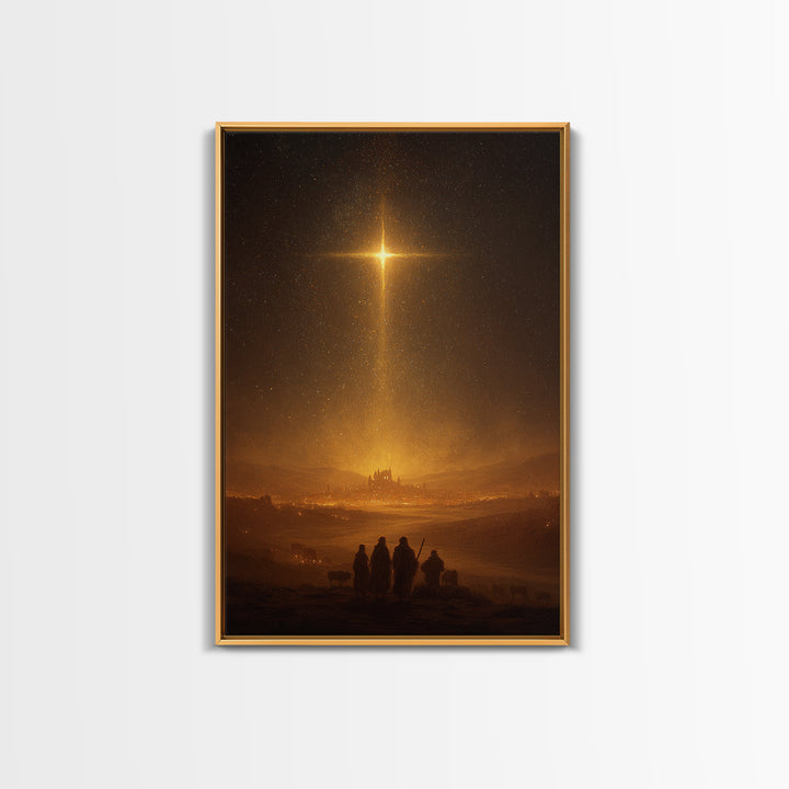 Star Of Bethlehem – Framed Canvas Print – Christmas Art – Christian Wall Art – Christian Art Canvas – Christian Christmas Art – Jesus Paint