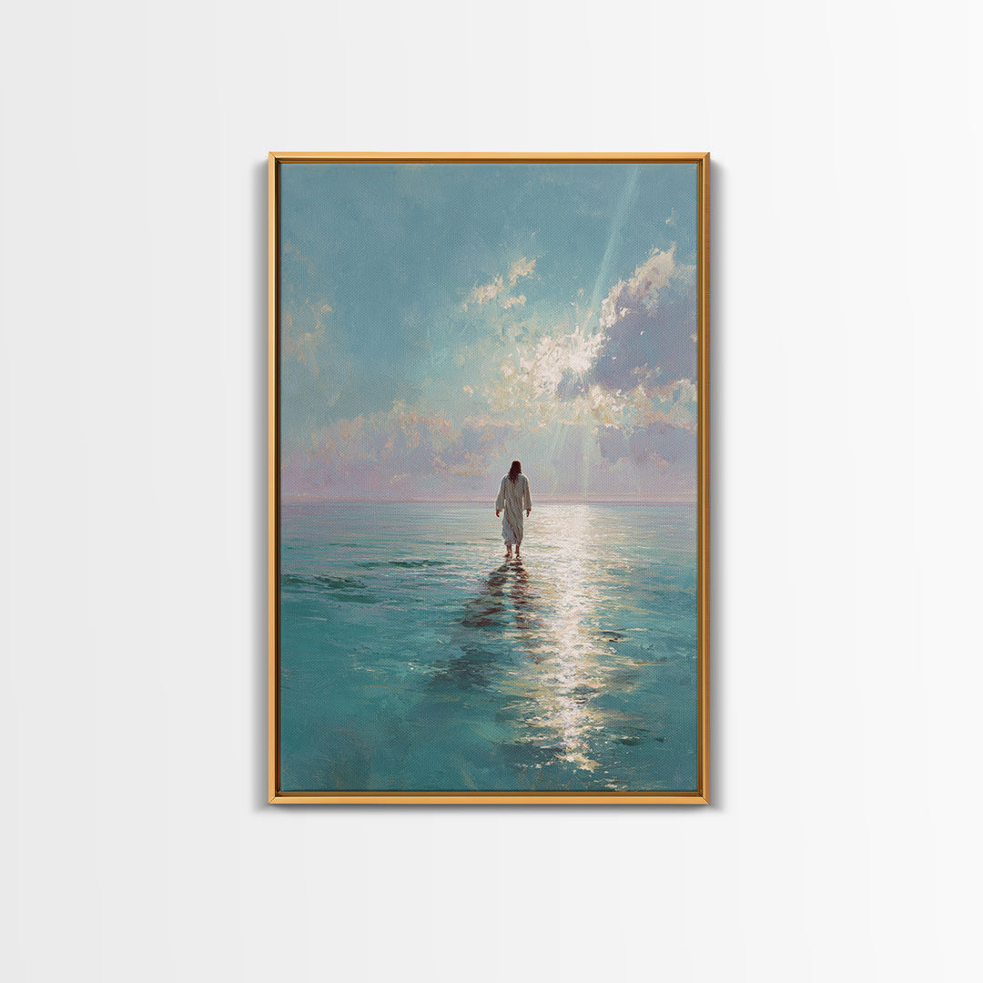 Fisherman’s Calm Grace – Framed Canvas Print – Christian Art Canvas – Christian Wall Art – Christian Christmas Art – Jesus Painting – Vinta