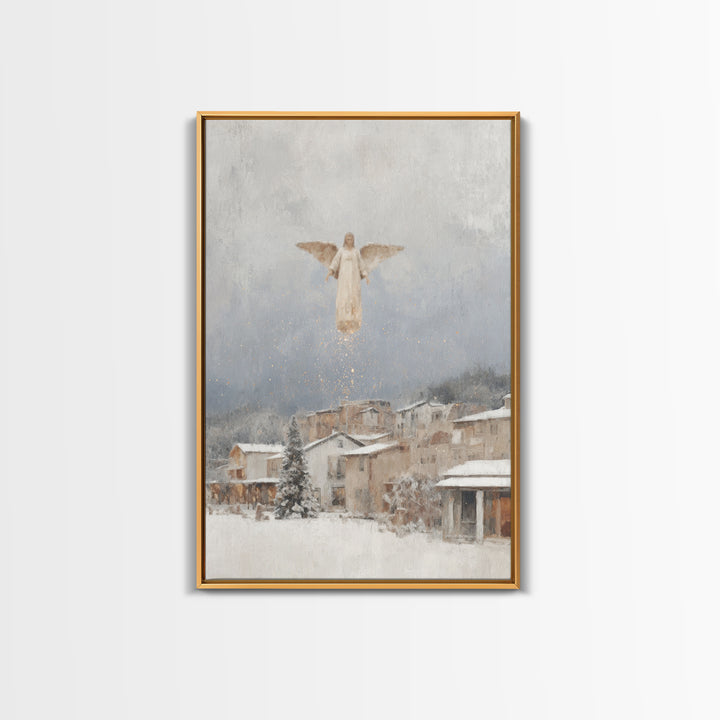 Heavenly Watcher – Framed Canvas Print – Christian Art Canvas – Christian Christmas Art – Christian Art Print – Minimalist Christian Art –