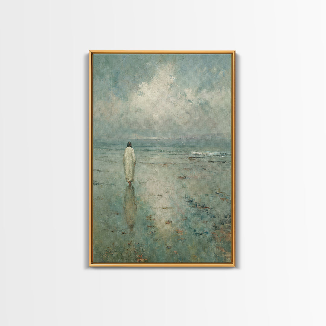 Sea Of Quiet Faith, Framed Canvas Print, Christian Wall Art, Christian Art Canvas, Jesus Painting, Modern Christian Art, Christian Decorati