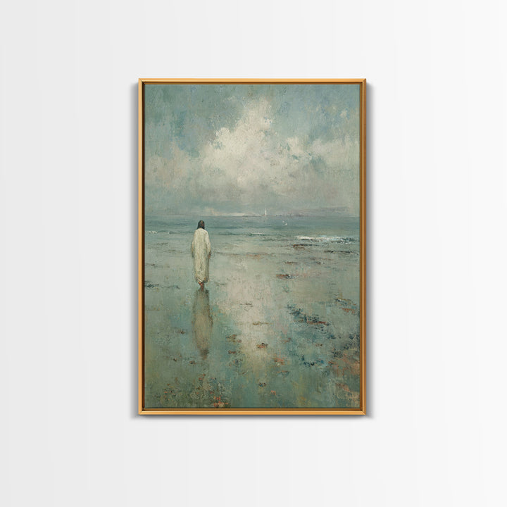 Sea Of Quiet Faith, Framed Canvas Print, Christian Wall Art, Christian Art Canvas, Jesus Painting, Modern Christian Art, Christian Decorati