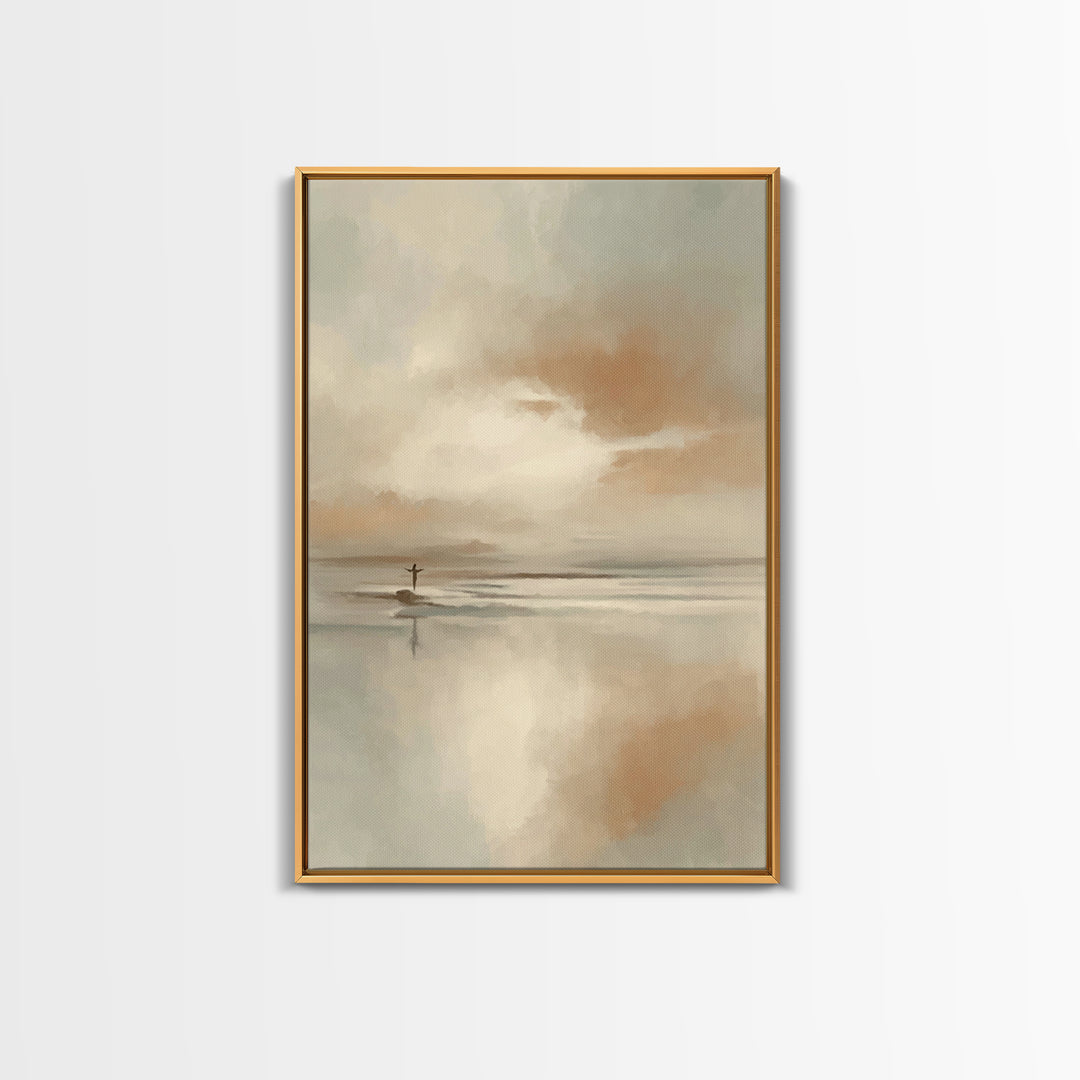 Arms Of Stillness | Framed Canvas Print | Christian Art Canvas | Christian Wall Art | Jesus Painting | Subtle Christian Art | Christian Gif